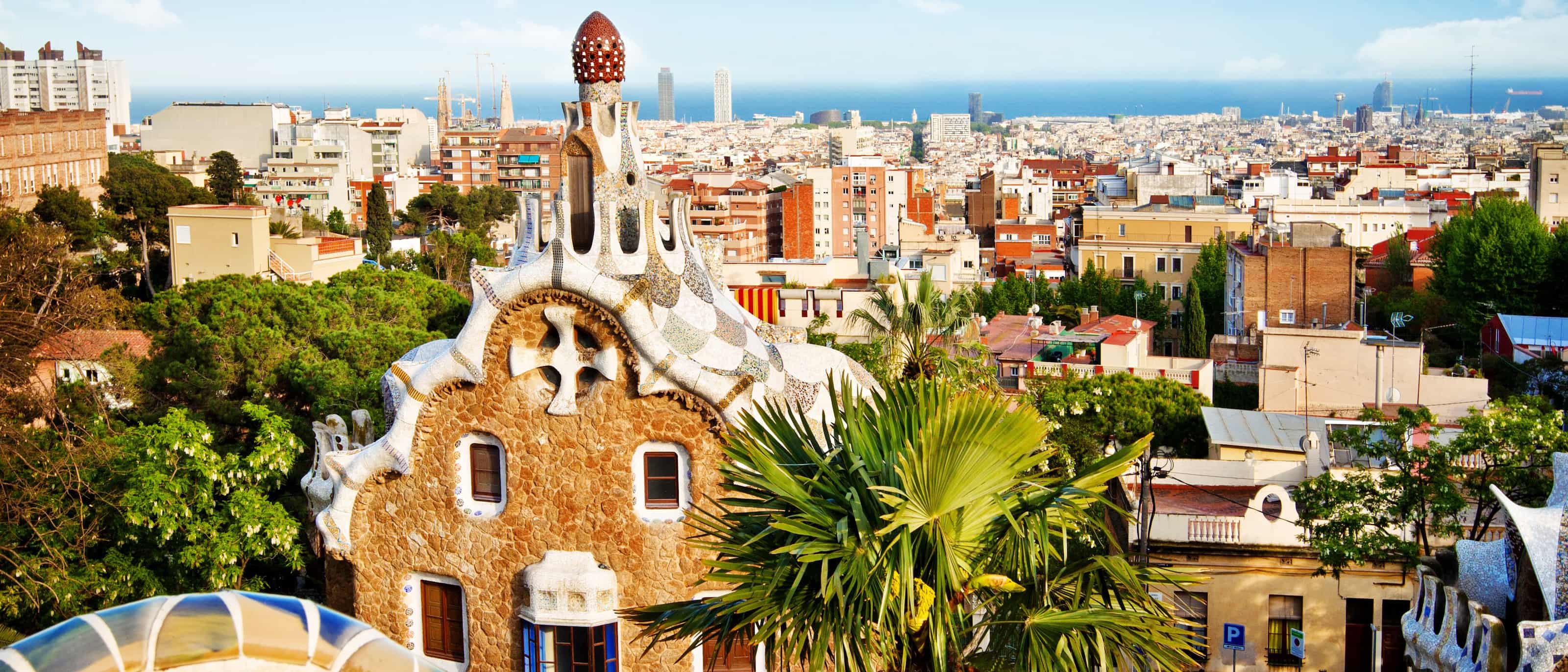 View of Barcelona cityscape with modern and historic buildings in June 2025